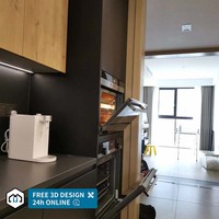 George Group Appartement moderne personnalisé Petites armoires de cuisine laquées blanches avec lumières LED Conception d'utilisation de l'espace