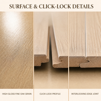 Plancher stratifié 1215x300x10mm surface lisse, résistance AC4, pour salle de bain, norme d'émission ENF, système de pose à clipser, qualité résidentielle I