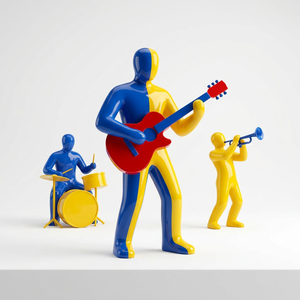Sculpture de groupe de musique moderne grandeur nature en fibre de verre pour la décoration de centres commerciaux et de clubs - Product Image 4