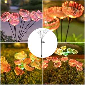 Lampe LED solaire étanche en forme de méduse pour extérieur, <span class=keywords><strong>cour</strong></span>, balcon, camping - Champignon décoratif en fibre optique pour sol, IP65 - Product Image 6