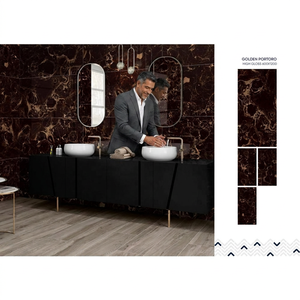 Azulejos de Porcelana con Aspecto de Mármol Azul Lapislázuli, 600x1200mm, Acabado Pulido de Alto Brillo, Colección para Interiores - Product Image 4
