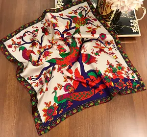 Bufanda de seda satinada femenina Popular para Primavera Verano suave grande nuevo chal de gasa de algodón con estampado bonito