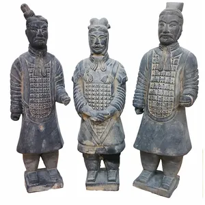 Custom ancient Chinese Dynasty Qin figurine antique small garden ornament terracotta standing army warrior soldier statue