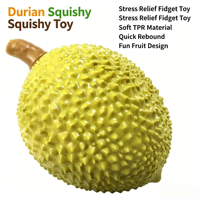 Buah-buahan simulasi raksasa yang empuk dan kreatif untuk meredakan stres, termasuk durian dan nangka yang dapat diperas dan dilepas.