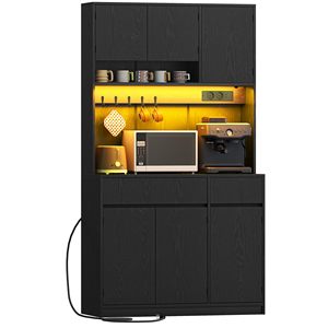 Armoire de cuisine noire moderne SENYU avec éclairage LED, organisateur de rangement multifonctionnel - Product Image 1