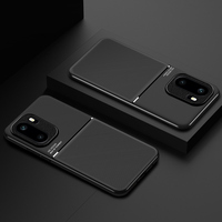 Support magnétique pour voiture, coque arrière antichoc en cuir PU mat pour OnePlus Ace 6 / Ace 6T / 15R, protection de l'objectif de l'appareil photo, pare-chocs souple en TPU