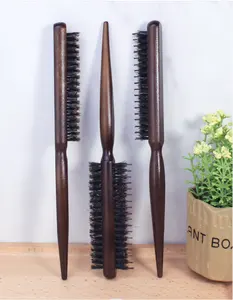 Wooden Handle Boar Bristle Mix Nylon Hair Styling Brush Rat Tail Fluffy Comb Barbershop Hairdressing Styling Tools