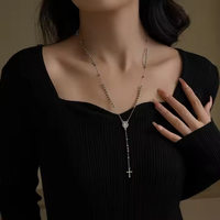 Collier pendentif croix catholique San Judas en acier inoxydable tendance pour femmes et hommes, bijoux plaqués or 18 carats, chaîne à perles, collier de prière