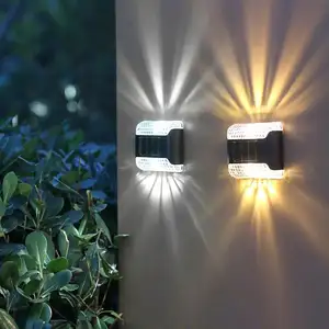 Power Dream Luces solares Jardín al aire libre Color Dual 2 Modo de brillo Rgb Led Luz de pared para Decoración