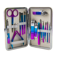 Ensemble d'outils de manucure et pédicure professionnels de luxe en acier inoxydable avec coupe-cuticules et coupe-ongles rose