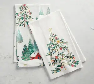 Bio-Baumwolle Leinen saugfähig Weihnachten Küche Handtuch Pack Stickerei individuell bedrucktes Design wiederverwendbar Küche Tee Handtuch-Set