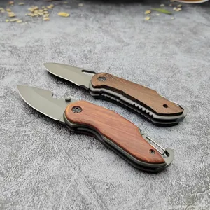 High Quality EDC Outdoor Survival Custom Mini Small Utility Wooden Handle Pocket Knife Folding