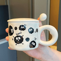 Mug en céramique à motif de dessin animé mignon avec couvercle à vis, idéal pour les filles et les couples, cadeau de Chine continentale