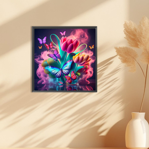 Moderno DIY 40*40cm patrón de flores coloridas pintura de <span class=keywords><strong>diamante</strong></span> redondo completo 5D pintura de <span class=keywords><strong>diamante</strong></span> acrílico para decoración de sala de estar - Product Image 1