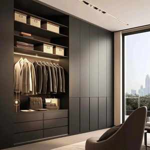 Nouveau design de garde-robe de chambre à coucher garde-robe minimaliste moderne à portes coulissantes en bois peint sur mesure garde-robe de chambre à coucher - Product Image 1