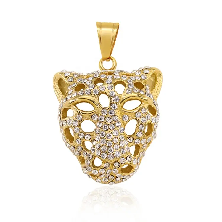 Popular Red Eyes Gold And Black Interact Fashion Jewelry Pendants Charms Gold Leopard Necklace Moissanite Pendant