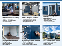 Maison préfabriquée moderne en conteneur, maison modulaire en conteneur avec porte et fenêtres en verre pour usage résidentiel