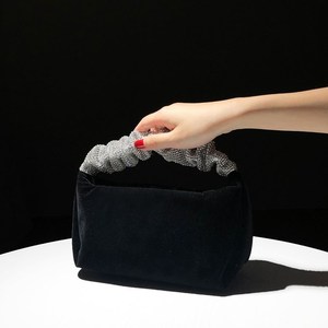 High Quality Handmade Velvet Evening Bag Rhinestone Banquet <b>Clutch</b> Diamond Handbag for Women - Product Image 5