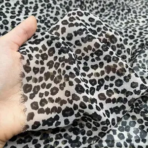 Leopard Print Digital Polyester Silk Chiffon Fabric Plain Design For Women's Dresses