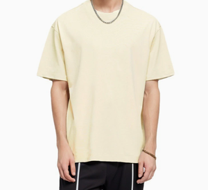 Camiseta Casual de Corte Regular para Hombre Y 2025, 100% Algodón, Diseño Liso, Tela Chifón No Tejida, Manga Corta, Ecológica XF123 - Product Image 3