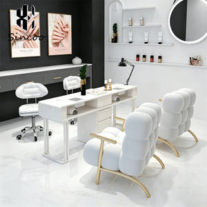 Luxury Beauty Double Professional <b>Nail</b> Salon Spa Manicurist Workbench With Dust Collector Manicure <b>Nail</b> Tables and Chair Set - Product Image 2
