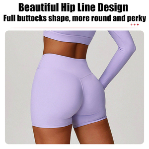 Nuovi Pantaloncini Yoga a Vita Alta con Taglio a V, Modellanti, per Allenamento, <span class=keywords><strong>Sport</strong></span>, Corsa e Palestra - Product Image 3