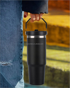 Gobelet de voyage isotherme 30oz 40oz avec paille rabattable et couvercle à poignée, pour voiture, camping et extérieur, pour boissons chaudes et froides, eau et bière, personnalisable avec logo - Product Image 6