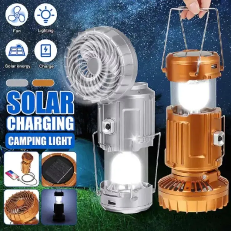 Portable Led Lanterne Camping Rechargeable Ultra Lumineux Main Lampe De Secours Tente Lampe De Poche Lumière Solaire Extérieure