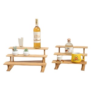 Solid Wood Tiered Display <b>Shelf</b> Three Layer <b>Desktop</b> Storage Rack For Wine And Decor - Product Image 5
