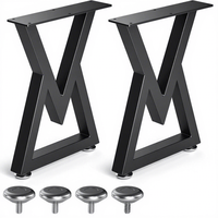 Pieds de table en fer forgé transfrontaliers (en croix/en V) pour comptoirs de restaurant, de bar et supports de bureau - Vente en gros