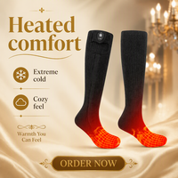 Chaussettes de chasse chauffantes hautes à batterie rechargeable, chaussettes thermiques d'hiver pour bottes, en fibre de carbone, chaudes et isolées pour le mollet, vente en gros personnalisée