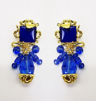 Boucles d'oreilles Zooying 2022 de luxe vintage en résine plaquée or, avec cristaux et verre carré, couleurs assorties