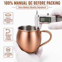Mug Moscow Mule en acier inoxydable 304 avec logo personnalisé, couleur et matériau au choix, tasse en cuivre de 15 oz pour restaurant
