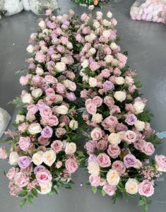 Wedding &amp; Thanksgiving Backdrop Decor Purple Arch Stand <strong>Flower</strong> Strip Pink White Artificial <strong>Silk</strong> High Simulation Rose Garland - Product Image 1