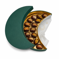 Boîte cadeau de luxe en forme de lune pour dattes, design géométrique islamique personnalisé, boîte d'emballage alimentaire rigide en papier pour le Ramadan
