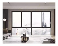 Ventana pequeña deslizante de impacto de doble acristalamiento de color marrón de aluminio 80*100cm a prueba de huracanes con pantalla de malla