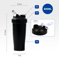 Bouteille Shaker Tumbler de Sport 600ml Blanche en Plastique Sans BPA, pour Entraînement et Protéines, avec Logo Personnalisé – Article Cadeau Promotionnel