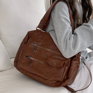 Moto Biker Tote Bag Black Horizontal <b>Square</b> Zipper Closure Water Resistant Everyday Use Shoulder Crossbody Bag - Product Image 3