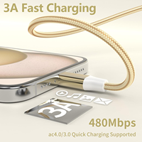Câble de données USB Type-C à charge rapide, durable, en alliage d'aluminium, avec gaine en nylon tressé, logo personnalisé OEM, 1M 2M, pour ordinateur et téléphone