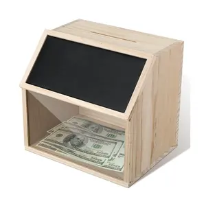 Solid Wood Locking Suggestion Box with Chalkboard and Lock Tip Jar Donation Ballot Box Wood Lockable Suggestion Box