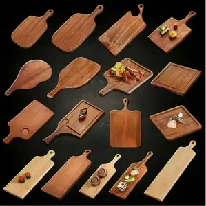 Planche à découper en bois de bambou pour fromage à pizza circulaire en bois de noyer rond en bois naturel plat durable en bois de bambou