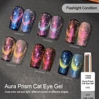 Vernis Gel Magnétique Holographique 9D Effet Prisme Double Lumière Effet Œil de Chat, Sans HEMA, Sans TPO, Marque Privée