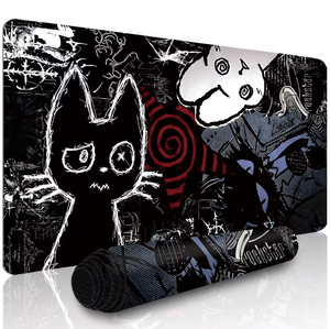 <span class=keywords><strong>Tapis</strong></span> de <span class=keywords><strong>souris</strong></span> de jeu extra-long et <span class=keywords><strong>tapis</strong></span> de clavier pour ordinateur de bureau - Avec un design de chat punk anime, chat gothique, crâne, art <span class=keywords><strong>manga</strong></span> japonais) - Product Image 1