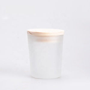 hot sale empty glass candle jar candle holder with wooden lid