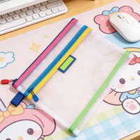 Sac de classement assorti aux couleurs, mignon, en nylon transparent avec fermeture éclair, grande capacité, sac à main, sac d'école, pour sorties et voyages, fabriqué en Chine