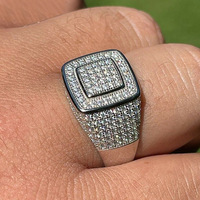 CAOSHI-Anneaux larges en zircon brillant, design géométrique carré, pavé, pour femmes, mariage, plaqué argent, bijoux