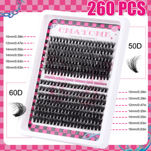 Personalizada Mega Volumen Individual Pestañas Clusters Faux Mink Box D Curl Cluster DIY Pestañas Mixed Tray Lash Clusters book con parte inferior - Product Image 4