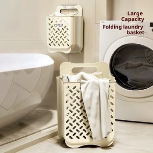 Cesta de almacenamiento de <span class=keywords><strong>ropa</strong></span> <span class=keywords><strong>sucia</strong></span> plegable para el hogar, cesta de plástico para colgar en la pared, <span class=keywords><strong>Cubo</strong></span> de almacenamiento para balcón al por mayor - Product Image 1