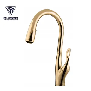 Luxus moderne Einhand Pull Down Gold Spray Golden Küchen armatur Wasserhahn