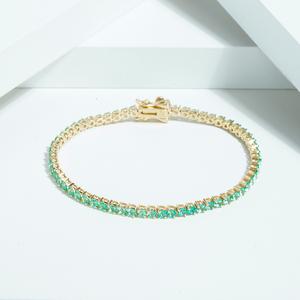 Starsgem, 14K, ajuste de garra de oro amarillo, forma redonda, pulsera de cadena de oro sólido, 2,5mm, piedras preciosas cultivadas en laboratorio, pulsera de Color zambiano - Product Image 3